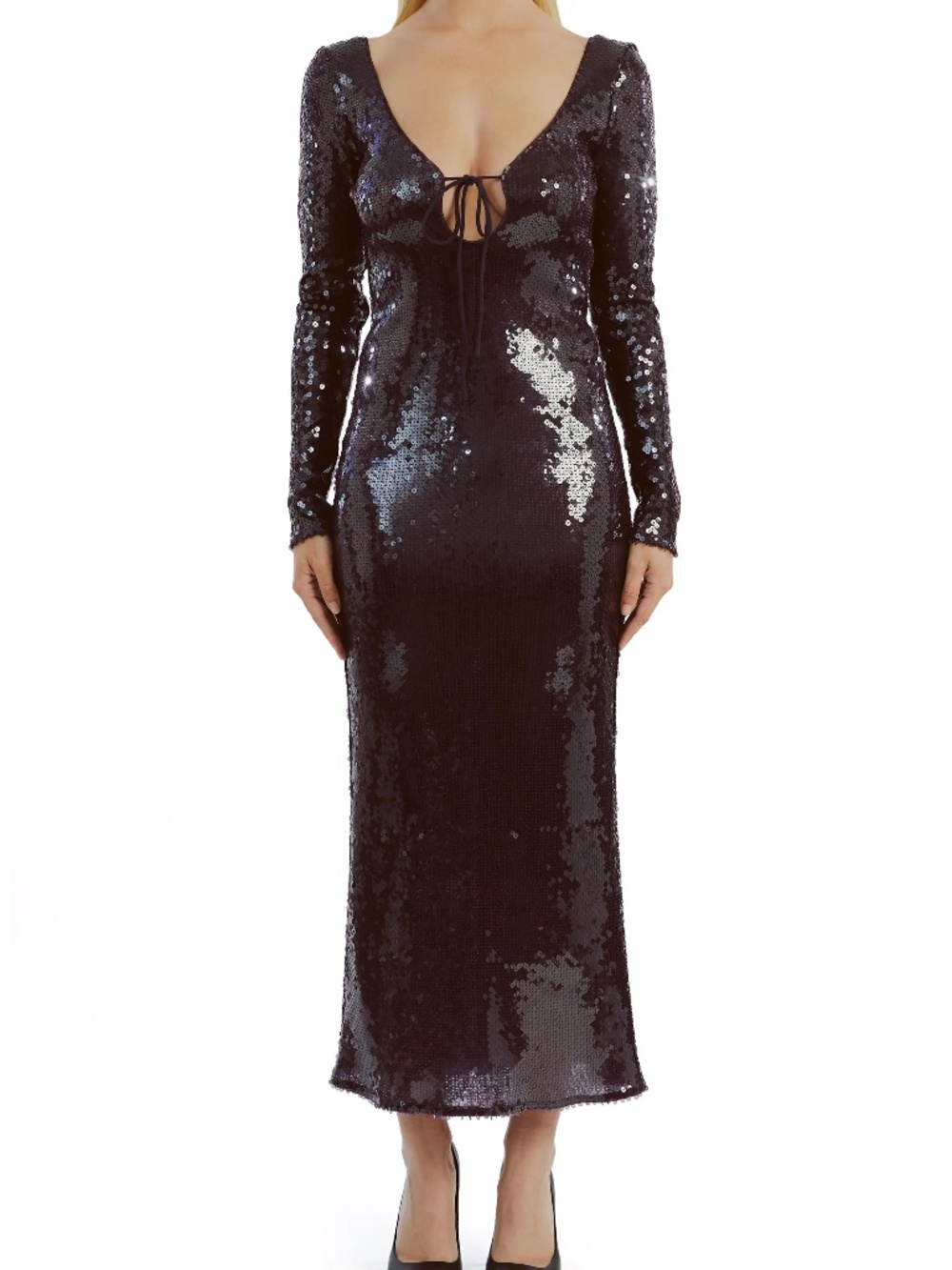 Bardot Verona Sequin Long Sleeve Midi/Maxi Dress